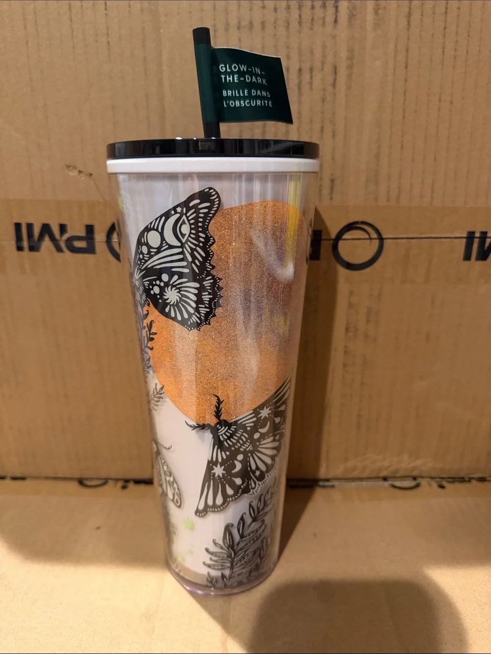 Starbucks White Travel Tumbler with Black Lid and Green Accents